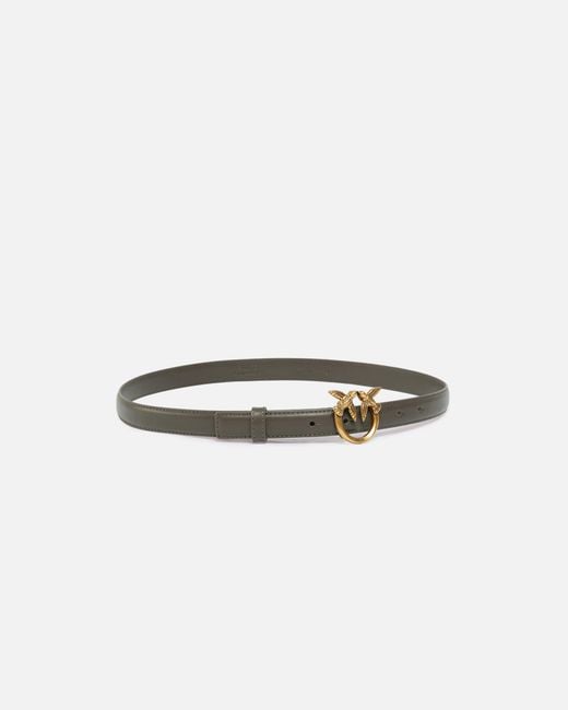 Pinko White Love Birds Thin Leather Belt 2Cm