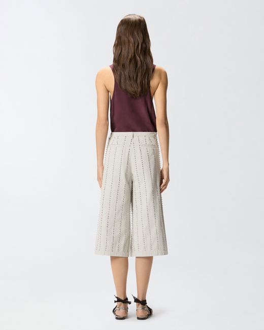 Pinko White Bermuda Shorts With Jewel Stripes