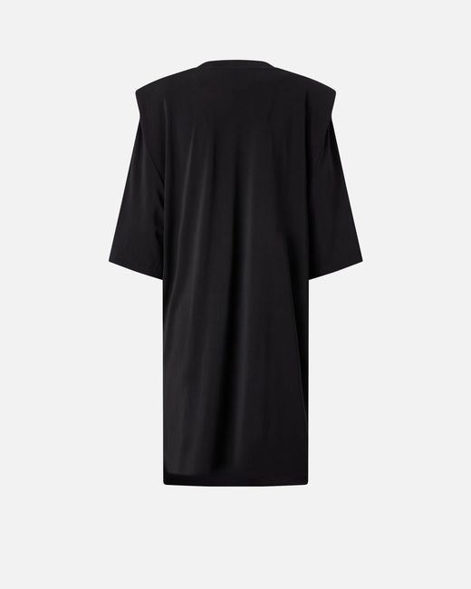 Pinko Black Mini Dress With Structured Shoulders And Chain