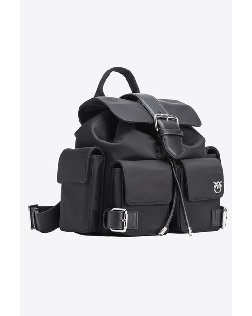 Pinko Black Recycled Fabric Multi-pocket Backpack