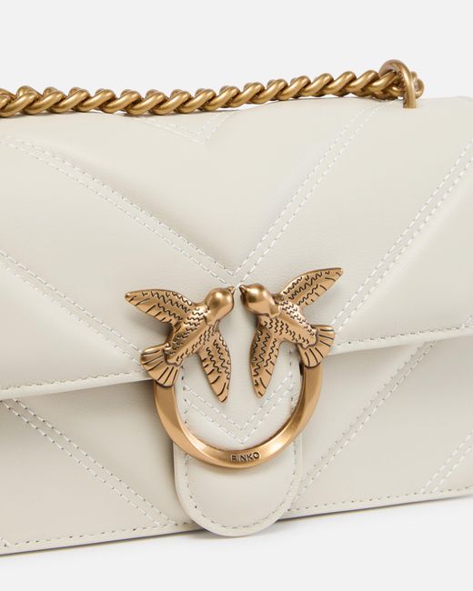 Pinko Natural Love Bag Mini Chevron-quilted Nappa Leather Crossbody Bag