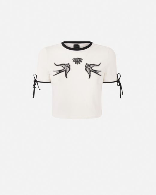 Pinko Natural Cropped Love Birds T-shirt