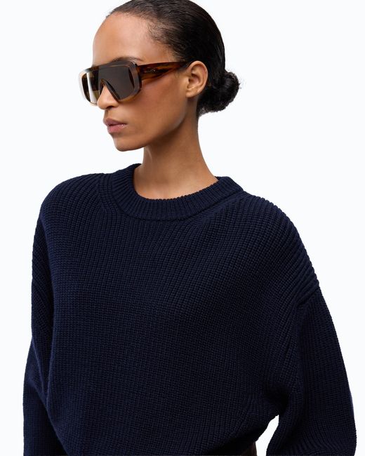 Pinko Blue Ribbed Wool Sweater