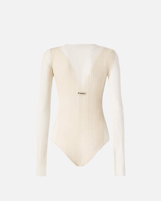 Pinko White Bodysuit With Sheer Details