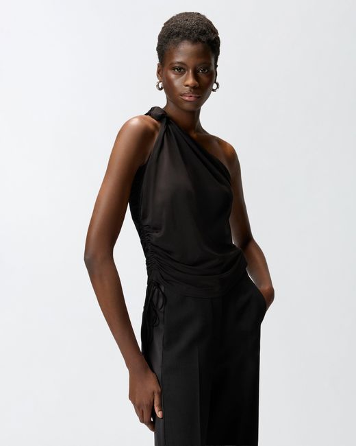 Pinko Black One-Shoulder Top With Knot Detail
