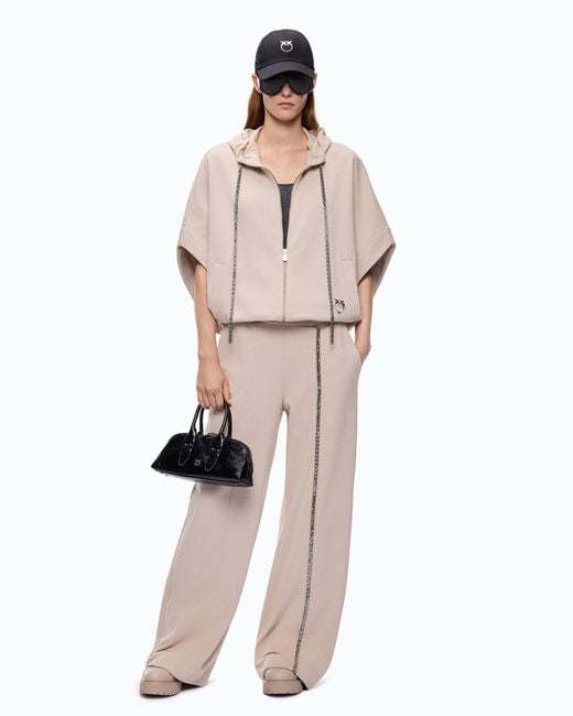 Pinko White Wide-Leg Trousers With Drawstring And Chain