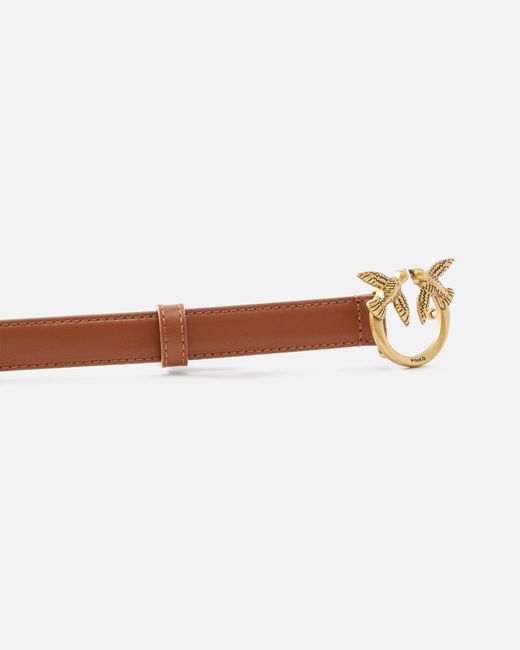 Pinko White Love Birds Thin Leather Belt 2Cm
