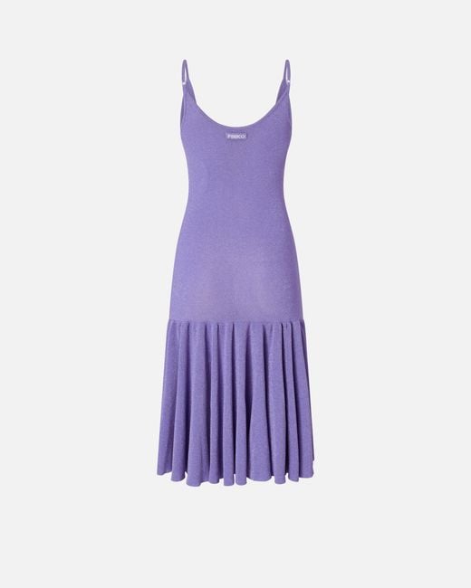 Pinko Purple Mini Dress With Shoulder Straps And Pleats