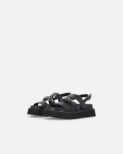 Pinko White Leather Sandals With Chain