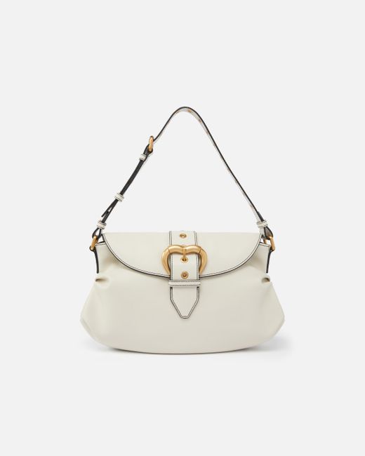 Pinko White Jolene Shoulder Bag With Heart Buckle