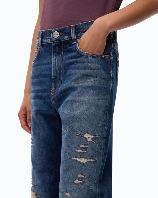 Pinko Blue Wide-Leg Jeans With Rips