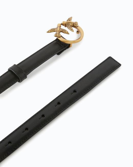 Pinko White Love Birds Thin Leather Belt 2Cm