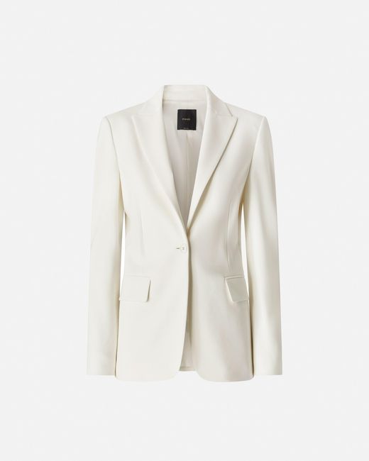 Pinko White Fitted Full Milano Knit Jacket