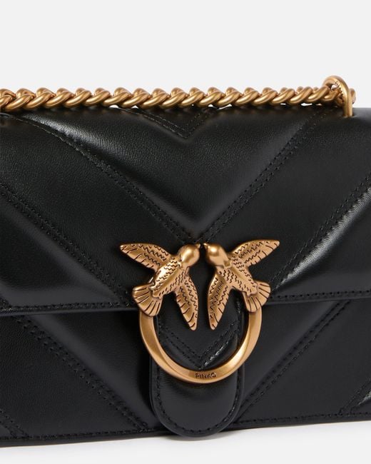 Pinko White Love Bag Mini Chevron-quilted Nappa Leather Crossbody Bag