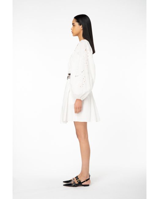 Pinko White Mini Dress With Rodeo Broderie Anglaise
