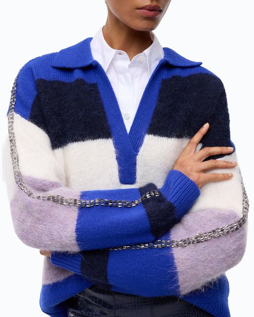 Pinko Blue Striped Alpaca-Blend Sweater