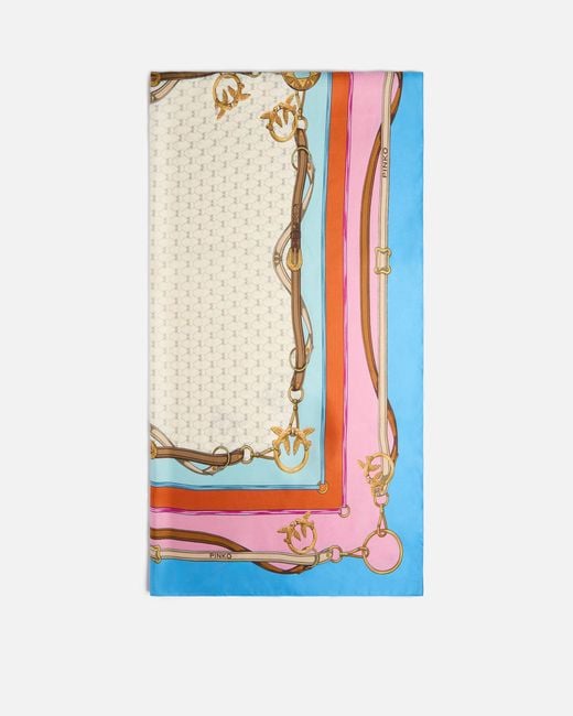 Pinko Blue Scarf With Multicoloured Print