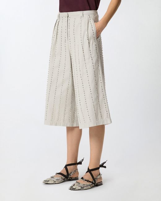 Pinko White Bermuda Shorts With Jewel Stripes