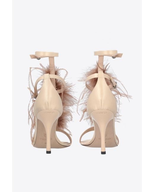 Pinko White Sandals With Feathers