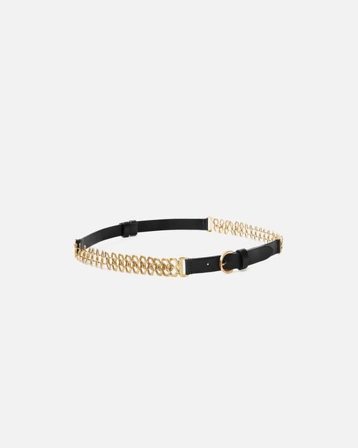 Pinko White Belt With Chain Insert, 2 Cm