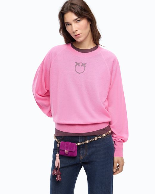 Pinko Pink Sweater With Love Birds Logo