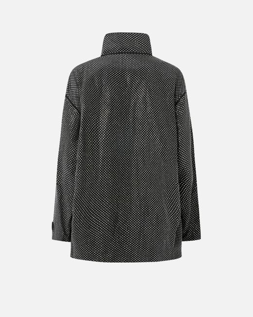 Pinko Gray Technical Parka With Rhinestone-effect Mini Studs