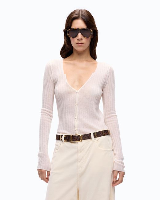 Pinko Pink Ribbed Cardigan With Buttons