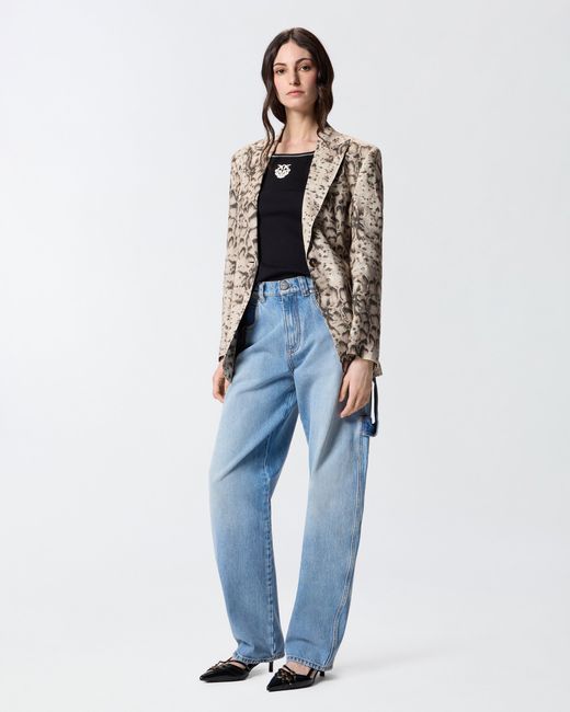 Pinko Black Ribbed Vest Top With Love Birds Embroidery