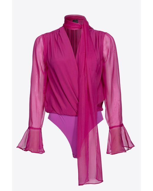 Pinko Pink Silk Chiffon Bodysuit