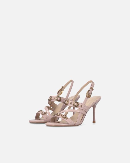 Pinko White High Slingback Sandals With Straps And Studs