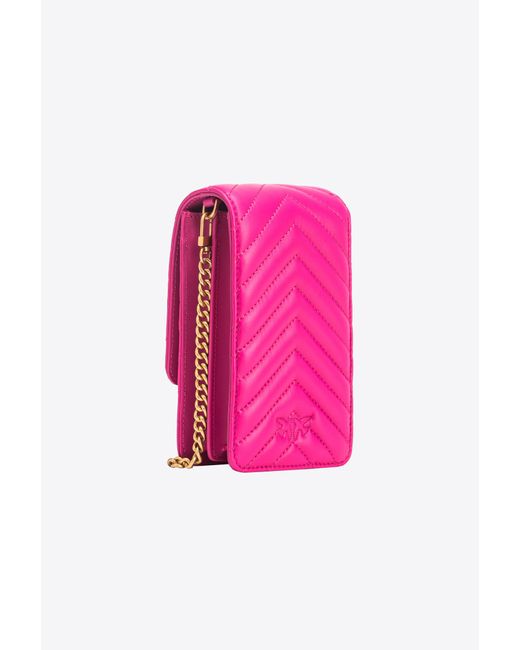 Pinko Pink Chevron Nappa Leather Smartphone Case