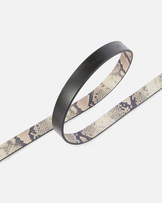 Pinko White Python-Print Belt With Oval Buckle, 2 Cm