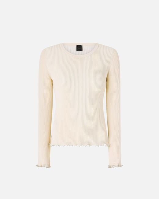 Pinko Natural Ribbed Sweater With Jewel Edges