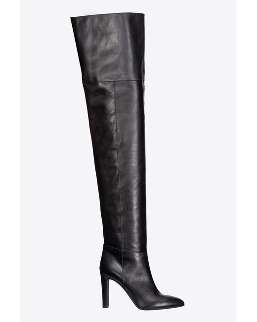 Pinko Black Thigh-high Leather Boots