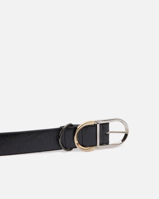 Pinko White Shiny Leather Belt With Metal Loops, 4 Cm