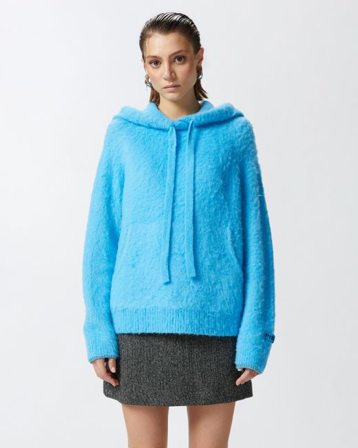 Light blue fluffy hoodie online