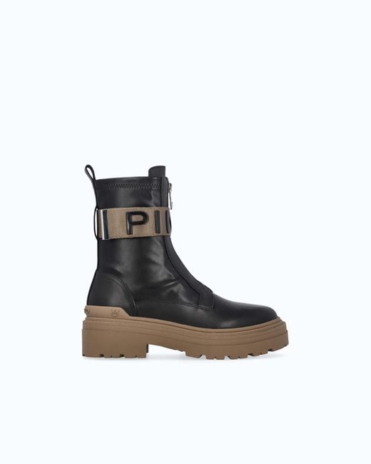 Pinko White Platform Boots With Lettering Logo