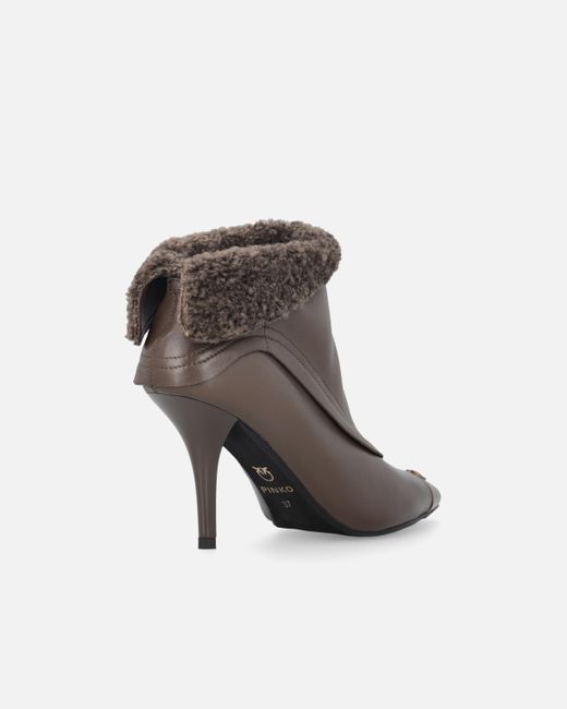 Pinko White Booties With Faux Fur And Metal Toe