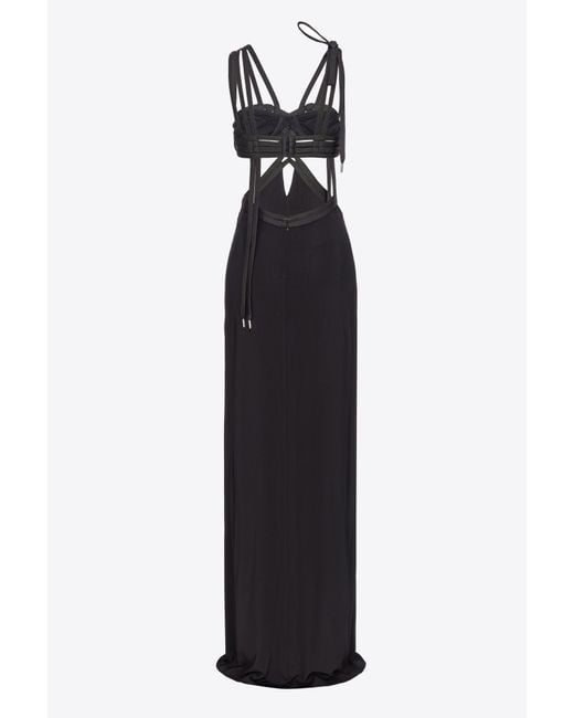 Pinko Black Long Dress With Lacing