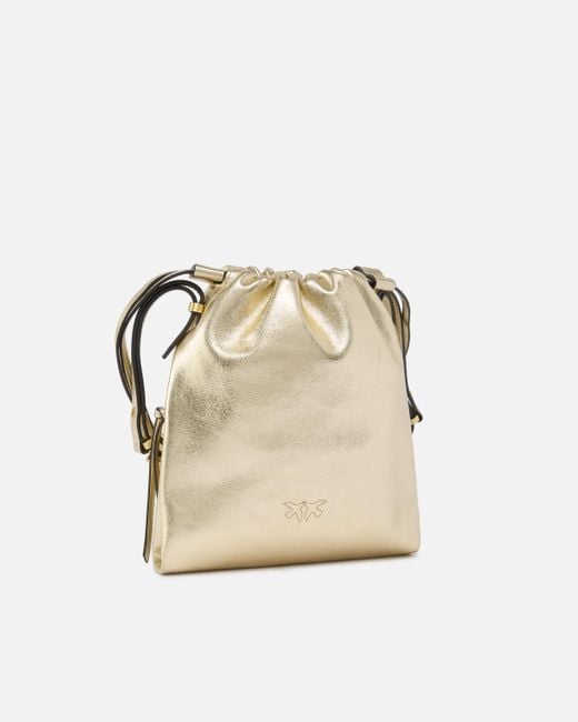 Borsa A Spalla Mini Slouchy Bag di Pinko in Natural