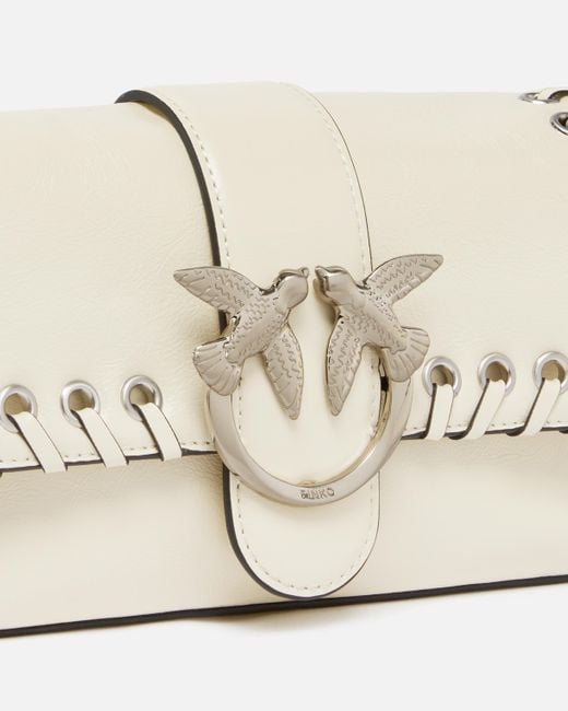 Pinko Natural Love Bag Slouchy Soft Bag With Fringing And Shoulder Strap