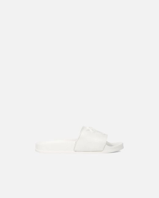 Pinko White Rubber Slip-On Sandals With Love Birds Maxi Logo