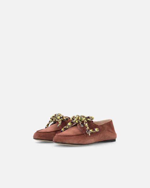 Pinko White Suede Moccasins With Multicoloured Laces