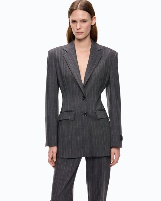 Pinko Black Pinstriped Wool-Blend Jacket
