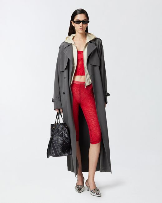 Pinko Red Knee-high leggings In Stretch Lace
