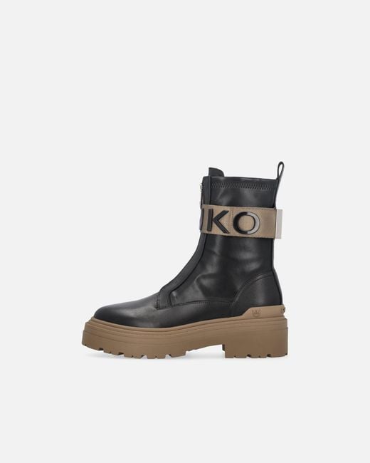 Pinko White Platform Boots With Lettering Logo