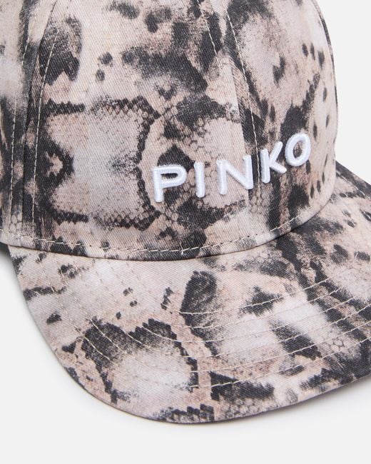 Pinko White Cap With Peak And Snake Print