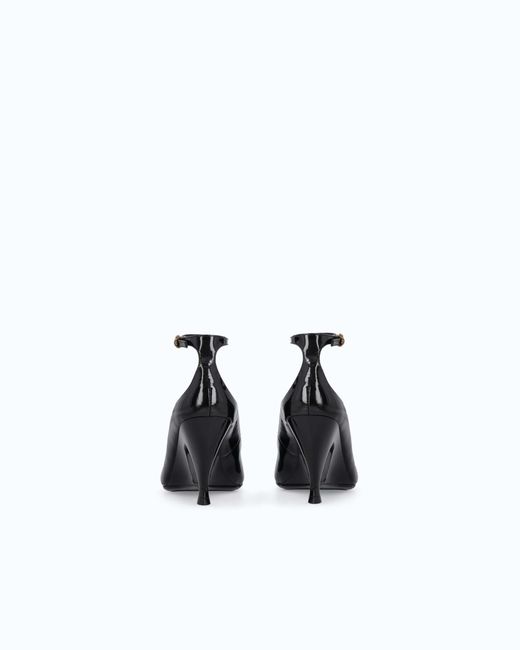 Pinko White Patent Leather Pumps With Wedge Heel And Ankle Strap