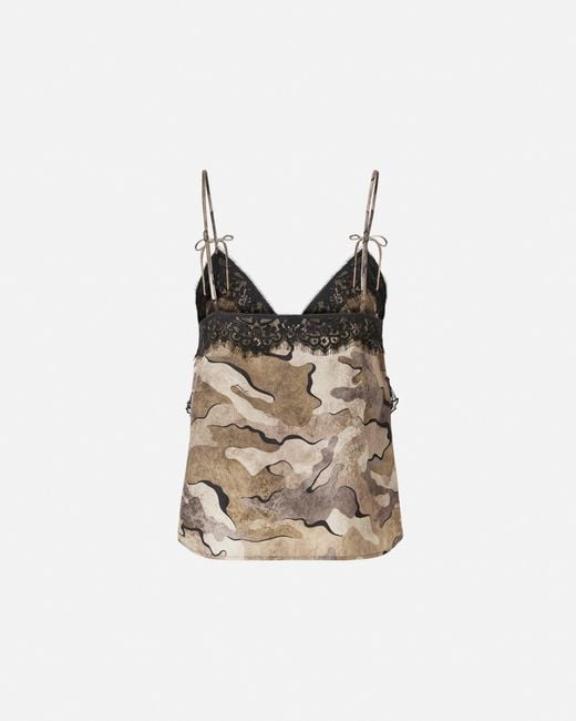 Pinko White Camouflage Top With Lace