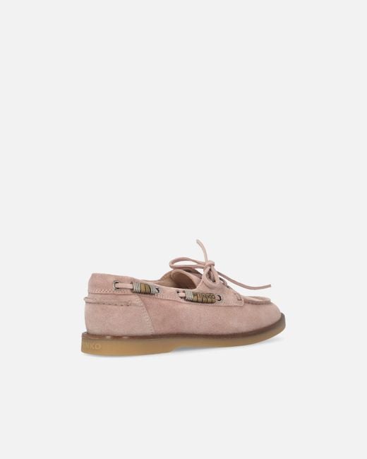 Pinko White Suede Moccasins With Jewel Details